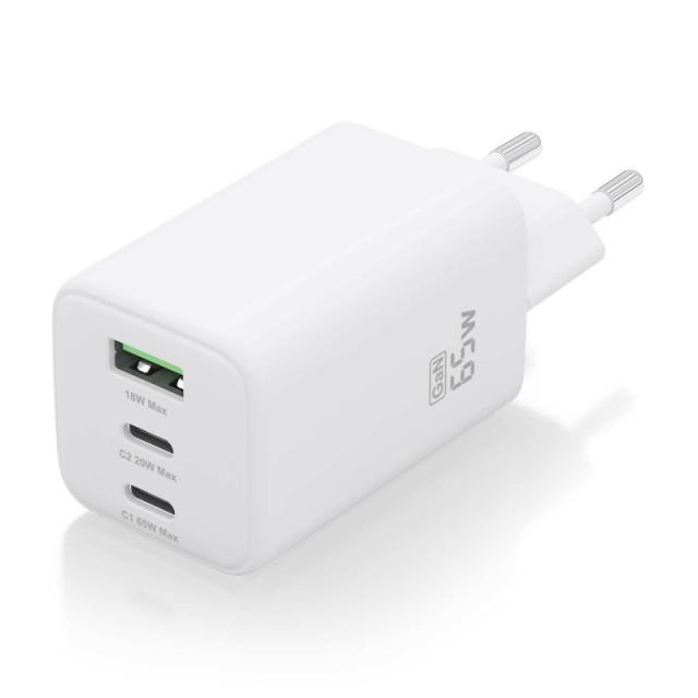 AISENS - Cargador Gan 65W, 2xUSB-C PD3.0 QC4.0, 1xUSB-A QC3.0, Blanco - ASCH-65W3P041-W