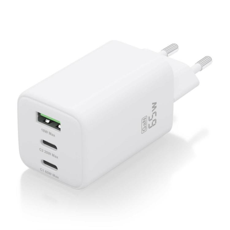 AISENS - Cargador Gan 65W, 2xUSB-C PD3.0 QC4.0, 1xUSB-A QC3.0, Blanco - ASCH-65W3P041-W