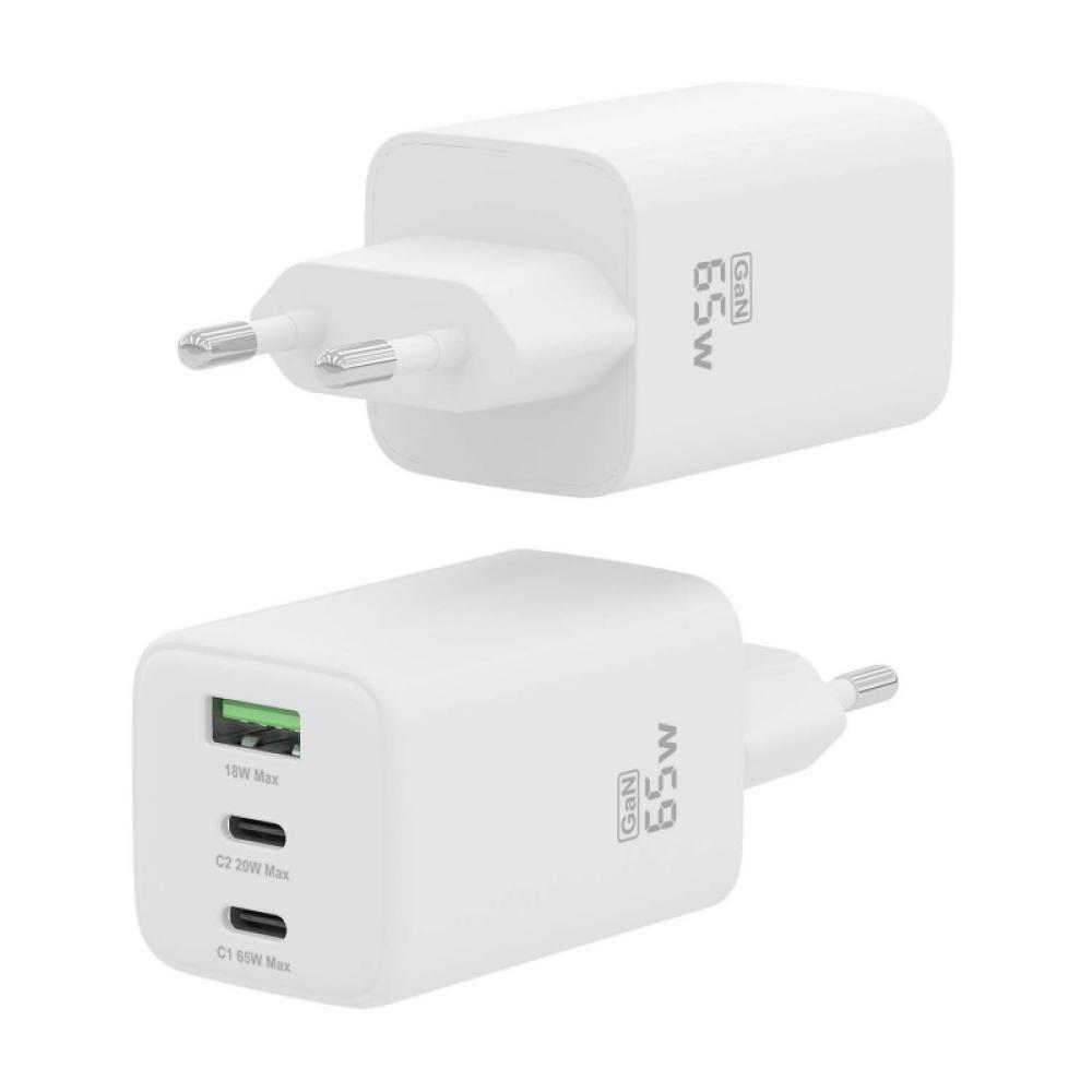 AISENS - Cargador Gan 65W, 2xUSB-C PD3.0 QC4.0, 1xUSB-A QC3.0, Blanco - ASCH-65W3P041-W
