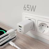 AISENS - Cargador Gan 65W, 2xUSB-C PD3.0 QC4.0, 1xUSB-A QC3.0, Blanco - ASCH-65W3P041-W