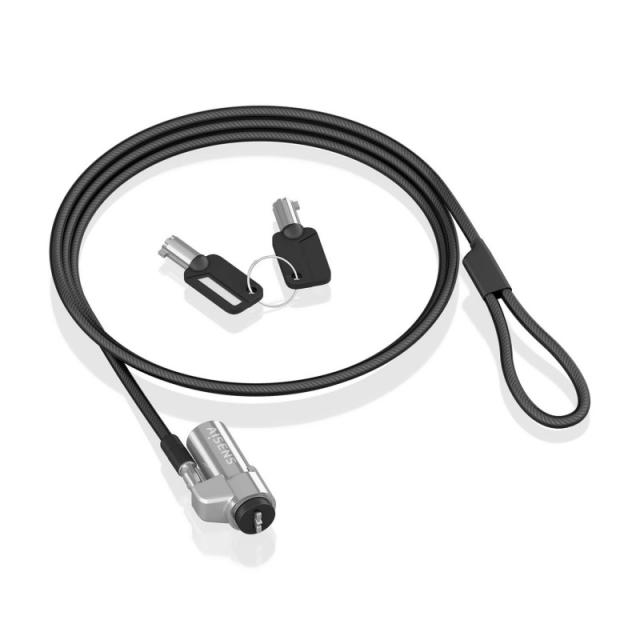 AISENS - Cable de Seguridad tipo NANO con cerradura de llave para ordenador, monitor, portátil 1.5m