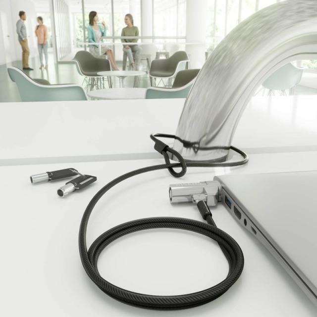 AISENS - Cable de Seguridad tipo NANO con cerradura de llave para ordenador, monitor, portátil 1.5m