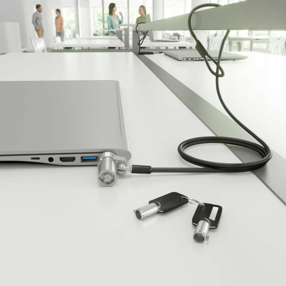 AISENS - Cable de Seguridad tipo NANO con cerradura de llave para ordenador, monitor, portátil 1.5m
