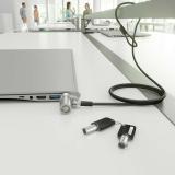 AISENS - Cable de Seguridad tipo NANO con cerradura de llave para ordenador, monitor, portátil 1.5m