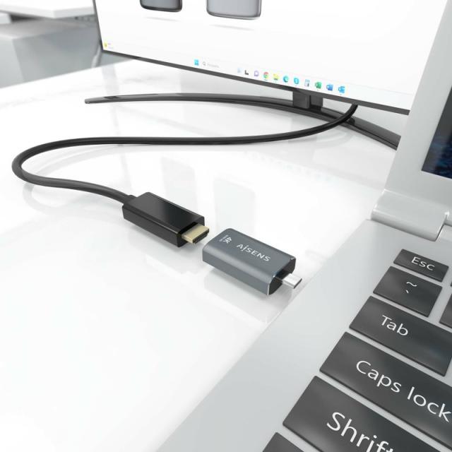 AISENS - Adaptador Conversor Aluminio USB-C a HDMU 4K@60Hz, USB-C/M-HDMI/H, Gris