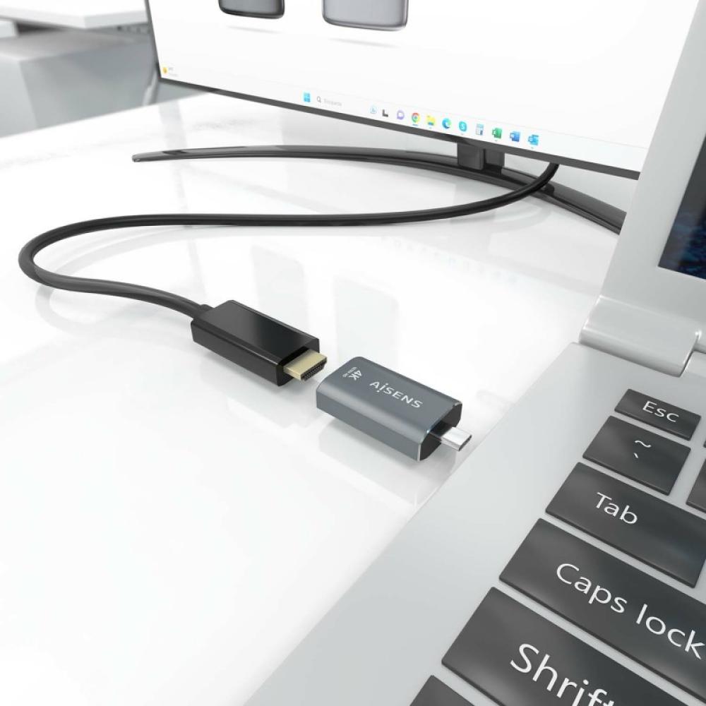 AISENS - Adaptador Conversor Aluminio USB-C a HDMU 4K@60Hz, USB-C/M-HDMI/H, Gris