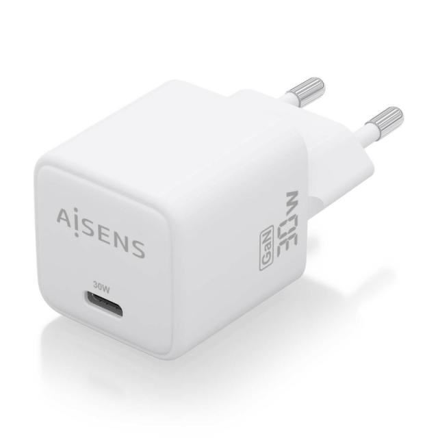 AISENS - Cargador Gan 30W, 1xUSB-C PD3.0 QD4.0, Blanco