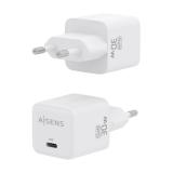 AISENS - Cargador Gan 30W, 1xUSB-C PD3.0 QD4.0, Blanco