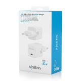 AISENS - Cargador Gan 30W, 1xUSB-C PD3.0 QD4.0, Blanco