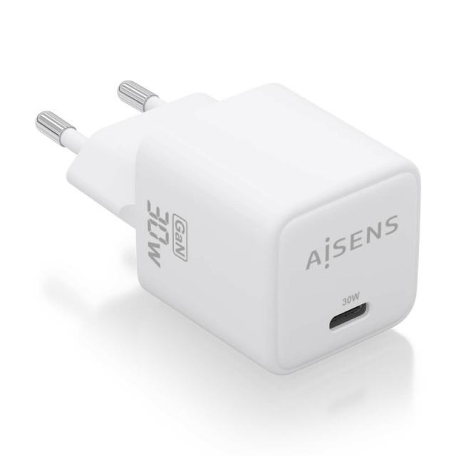 AISENS - Cargador Gan 30W, 1xUSB-C PD3.0 QD4.0, Blanco