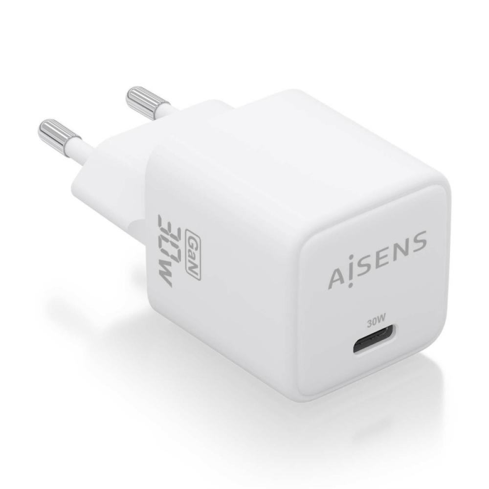AISENS - Cargador Gan 30W, 1xUSB-C PD3.0 QD4.0, Blanco