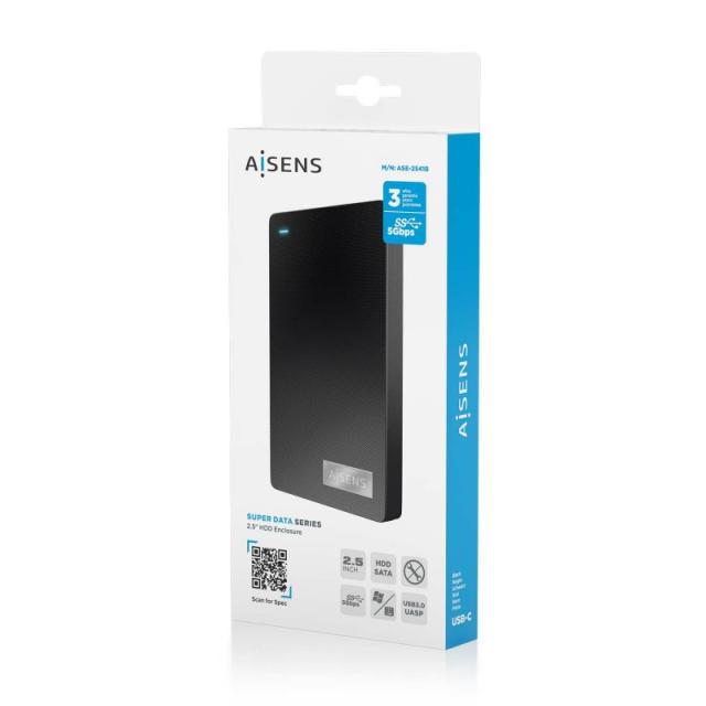 AISENS - Caja Externa 2,5? 9.5mm SATA a USB-C USB3.1 Gen1, Negra