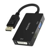 AISENS - Conversor Displayport V1.2 a VGA/DVI/HDMI, DP 1.2/M-VGA/H-DVI/H-HDMI/H 4K, Negro, 15cm