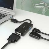 AISENS - Conversor Displayport V1.2 a VGA/DVI/HDMI, DP 1.2/M-VGA/H-DVI/H-HDMI/H 4K, Negro, 15cm