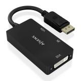 AISENS - Conversor Displayport V1.2 a VGA/DVI/HDMI, DP 1.2/M-VGA/H-DVI/H-HDMI/H 4K, Negro, 15cm