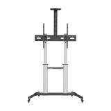 AISENS - Soporte de suelo PRO con ruedas, bandeja para DVD y soporte de cámara para Monitor/TV 100Kg de 60-100, Negro-Plata