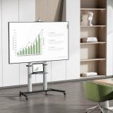AISENS - Soporte de suelo PRO con ruedas, bandeja para DVD y soporte de cámara para Monitor/TV 100Kg de 60-100, Negro-Plata