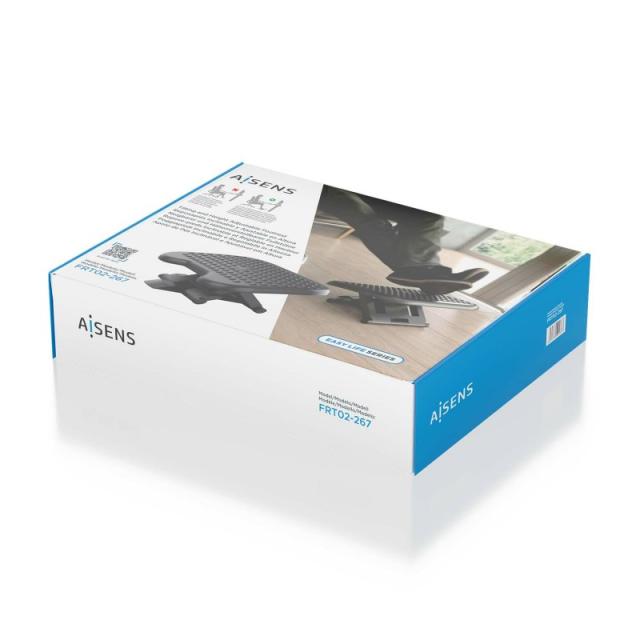 AISENS - Reposapiés inclinable y altura ajustable, Negro