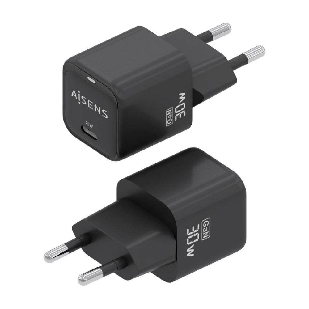 AISENS - Cargador Gan 30W, 1xUSB-C PD3.0 QD4.0, Negro - ASCH-30W1P019-BK