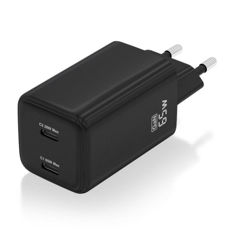 AISENS - Cargador Gan 65W, 2xUSB-C PD3.0 QD4.0, Negro