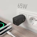 AISENS - Cargador Gan 65W, 2xUSB-C PD3.0 QD4.0, Negro