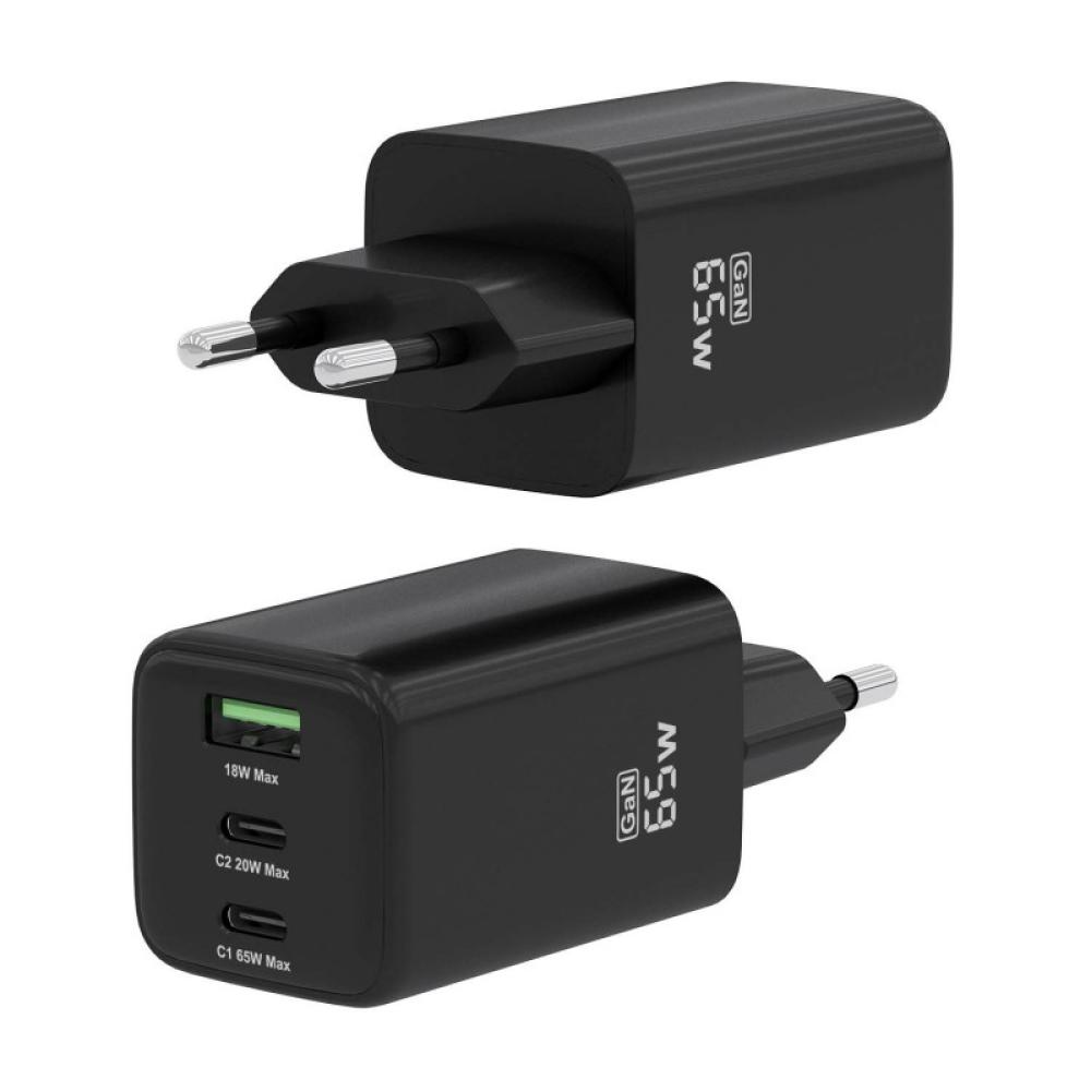 AISENS - Cargador Gan 65W, 2xUSB-C PD3.0 QC4.0, 1xUSB-A QC3.0, Negro - ASCH-65W3P042-BK