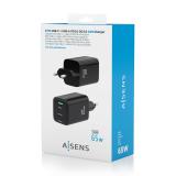 AISENS - Cargador Gan 65W, 2xUSB-C PD3.0 QC4.0, 1xUSB-A QC3.0, Negro - ASCH-65W3P042-BK