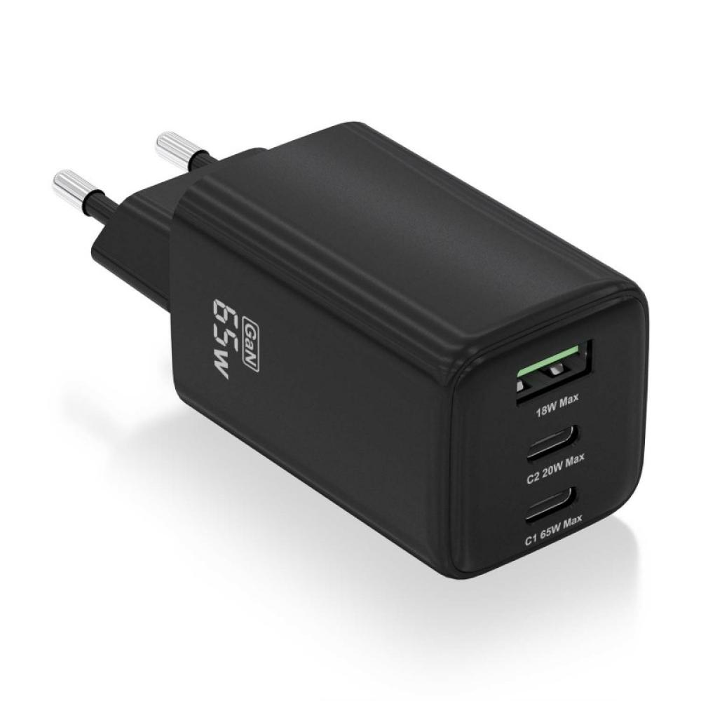 AISENS - Cargador Gan 65W, 2xUSB-C PD3.0 QC4.0, 1xUSB-A QC3.0, Negro - ASCH-65W3P042-BK