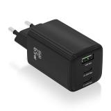 AISENS - Cargador Gan 65W, 2xUSB-C PD3.0 QC4.0, 1xUSB-A QC3.0, Negro - ASCH-65W3P042-BK