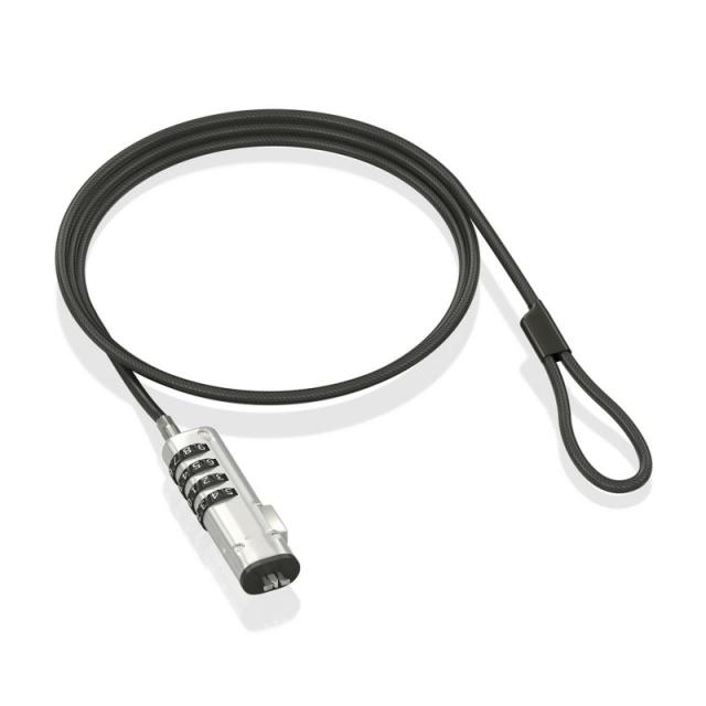 AISENS - Cable de Seguridad tipo NANO con cerradura de combinación para ordenador, monitor, portátil 1.5m