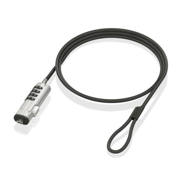 AISENS - Cable de Seguridad tipo NANO con cerradura de combinación para ordenador, monitor, portátil 1.5m