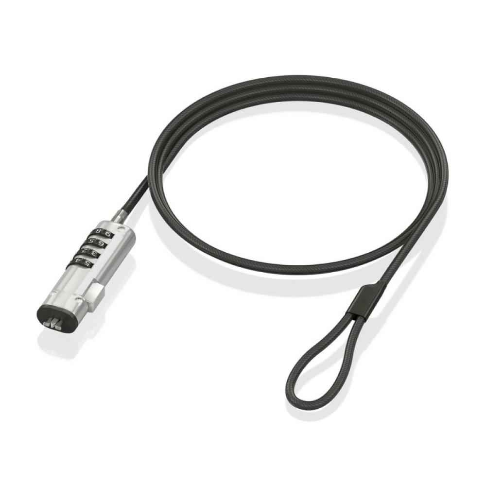 AISENS - Cable de Seguridad tipo NANO con cerradura de combinación para ordenador, monitor, portátil 1.5m
