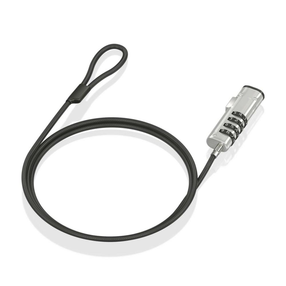 AISENS - Cable de Seguridad tipo NANO con cerradura de combinación para ordenador, monitor, portátil 1.5m