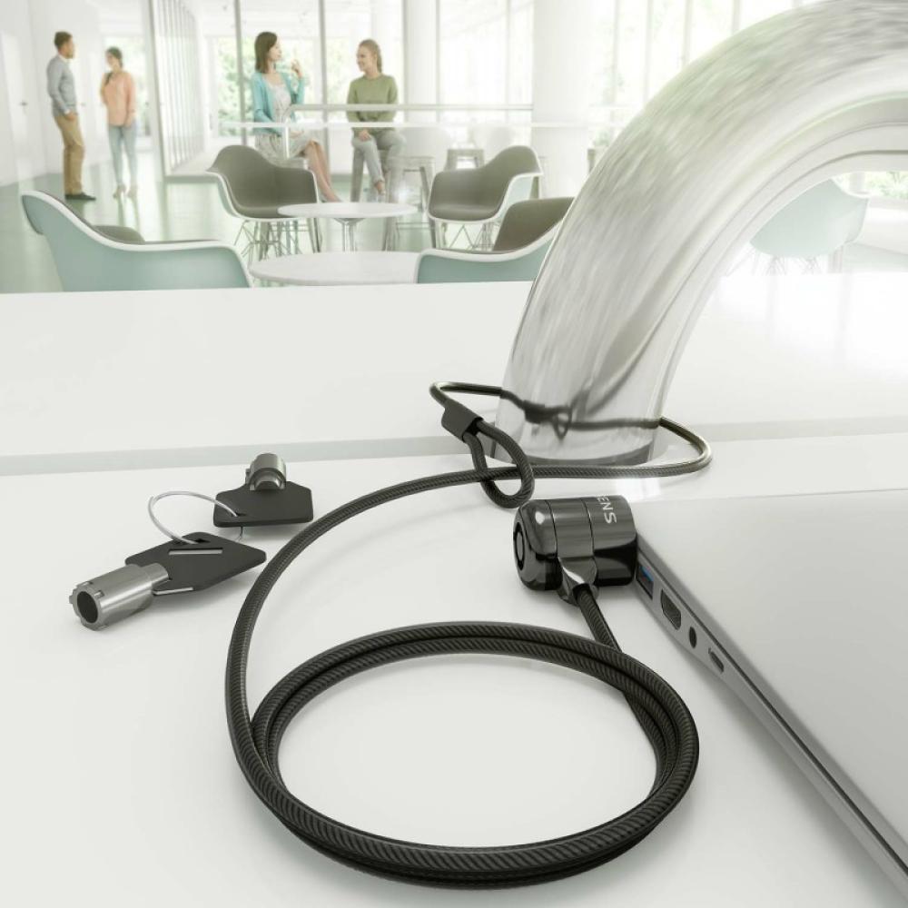 AISENS - Cable de seguridad con cerradura de llave para ordenador, monitor, portátil 1.5m