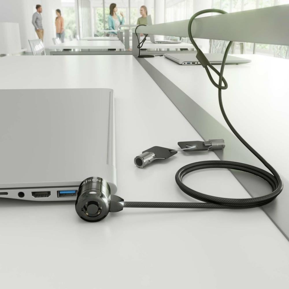 AISENS - Cable de seguridad con cerradura de llave para ordenador, monitor, portátil 1.5m