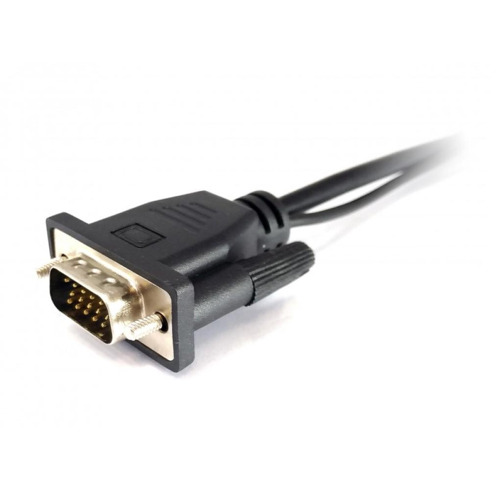 Equip - 119038 adaptador de cable de vídeo 0,2 m VGA (D-Sub) + 3,5mm DVI-D + USB Negro