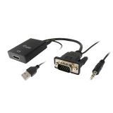 Equip - 119038 adaptador de cable de vídeo 0,2 m VGA (D-Sub) + 3,5mm DVI-D + USB Negro