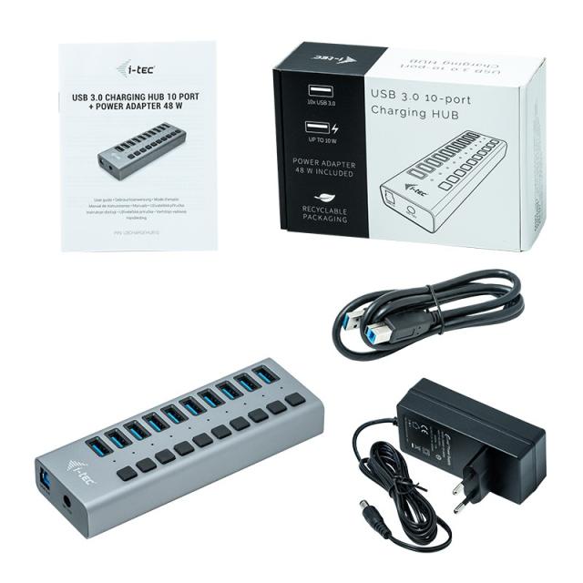 i-tec - USB 3.0 Charging HUB 10 port + Power Adapter 48 W