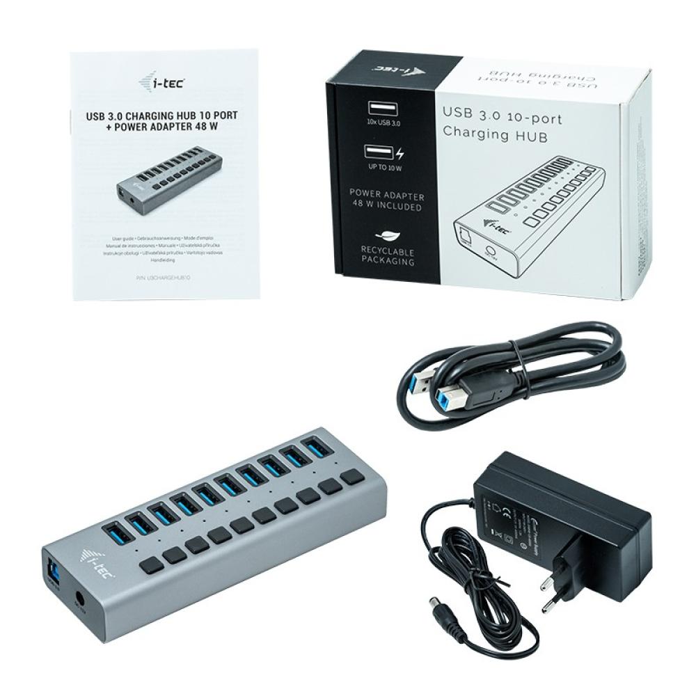 i-tec - USB 3.0 Charging HUB 10 port + Power Adapter 48 W
