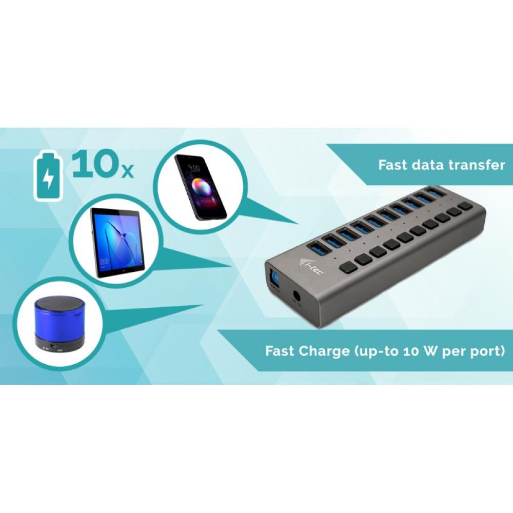 i-tec - USB 3.0 Charging HUB 10 port + Power Adapter 48 W