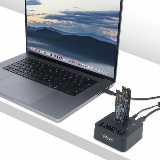 StarTech.com - Dock Duplicador Clonador Autónomo 1:1 de Unidad SSD NVMe M.2 - 90GBpm - USB-C 3.2 de 20Gbps - Docking Station USB