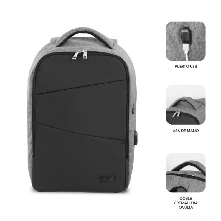 SUBBLIM - Mochila Antirrobo Secure V2 AP Antitheft Backpack Gris/Negra
