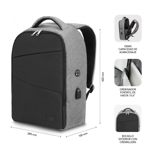 SUBBLIM - Mochila Antirrobo Secure V2 AP Antitheft Backpack Gris/Negra