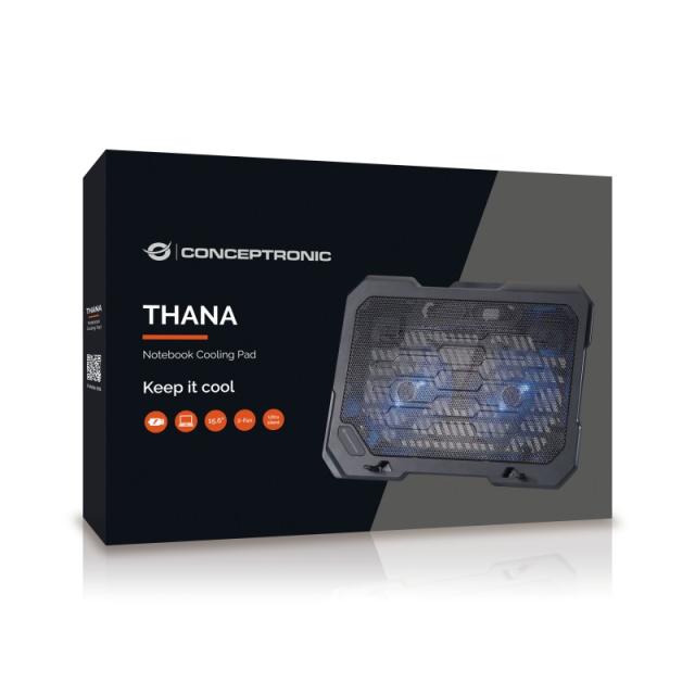 Conceptronic - THANA01B almohadilla fría 39,6 cm (15.6") Negro