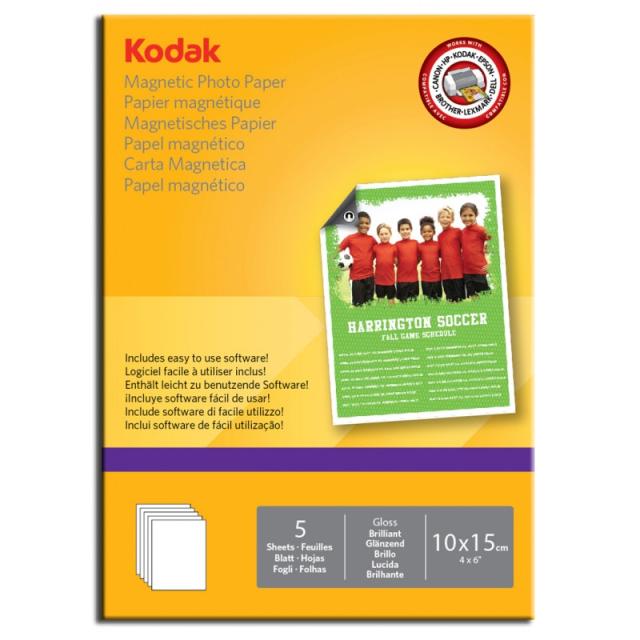 Kodak - Papel fotografico con soporte magnético A6 en paquetes de 5 hojas