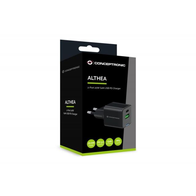 Conceptronic - ALTHEA15B cargador de dispositivo móvil Universal Negro Corriente alterna Carga rápida Interior