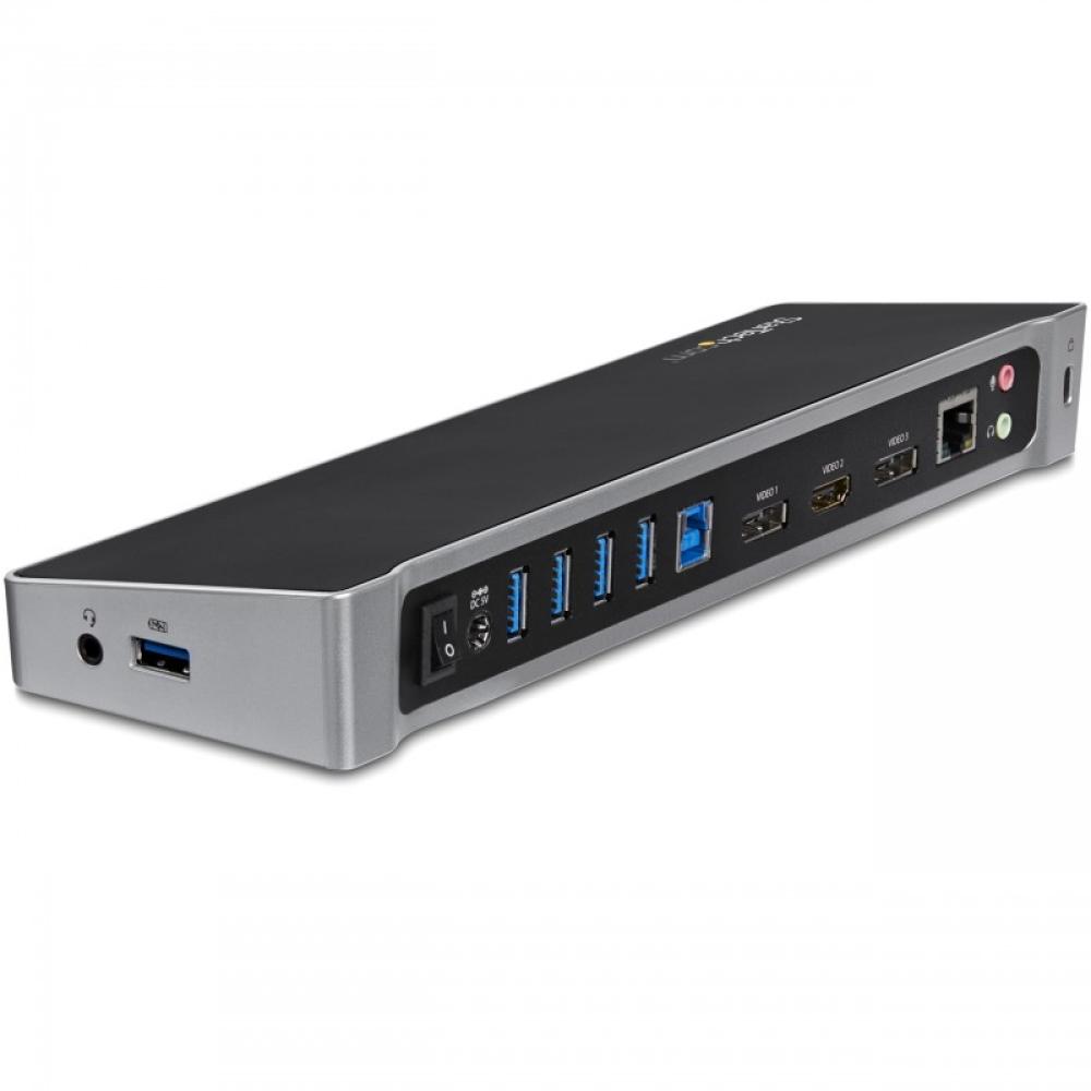 StarTech.com - Docking Station USB 3.0 2x DisplayPort y HDMI 4K para 3 Monitores - Hub 5x USB-A (1x Fast Charge) - Audio de 3,5m