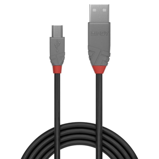 Lindy - 36725 cable USB USB 2.0 5 m USB A Mini-USB B Negro