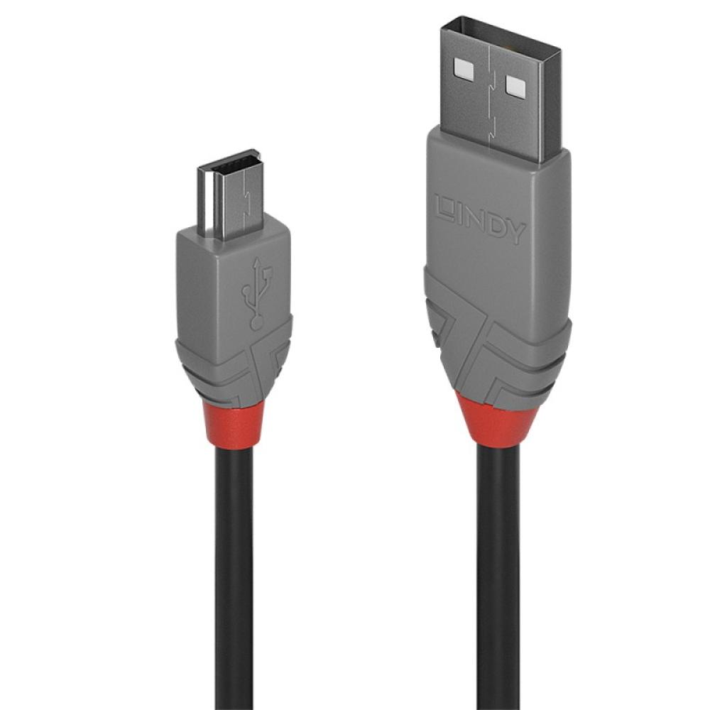 Lindy - 36725 cable USB USB 2.0 5 m USB A Mini-USB B Negro