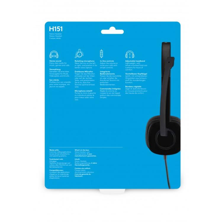 Logitech - 981-000589 auricular y casco Auriculares Alámbrico Diadema Oficina/Centro de llamadas Negro